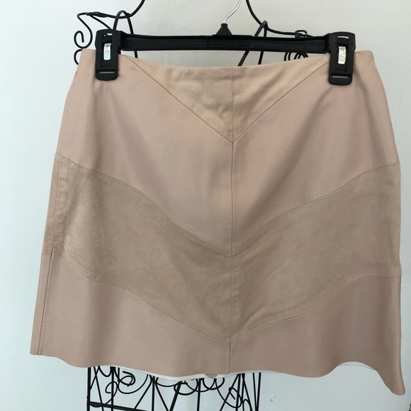 Zara Pink Blush Suede Vegan Leather Mini Zip Skirt (M) - Picture 1 of 13